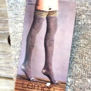 Lemon Brown Rugby Knee High  Casual Socks with Textured Pattern